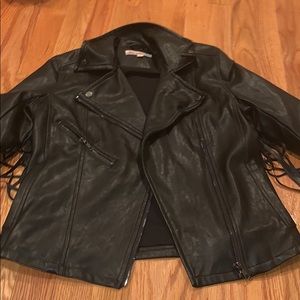 Children’s leather jacket with fringe